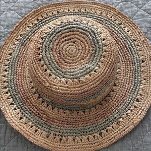 BP Woven Straw Hat with Tan and Gray Accents